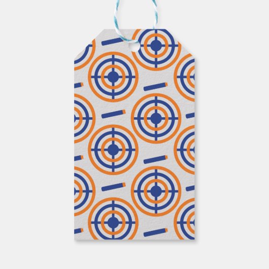 Klaar, mikken, feesten! Nerf Pistool thema verjaar Cadeaulabel (Achterkant)