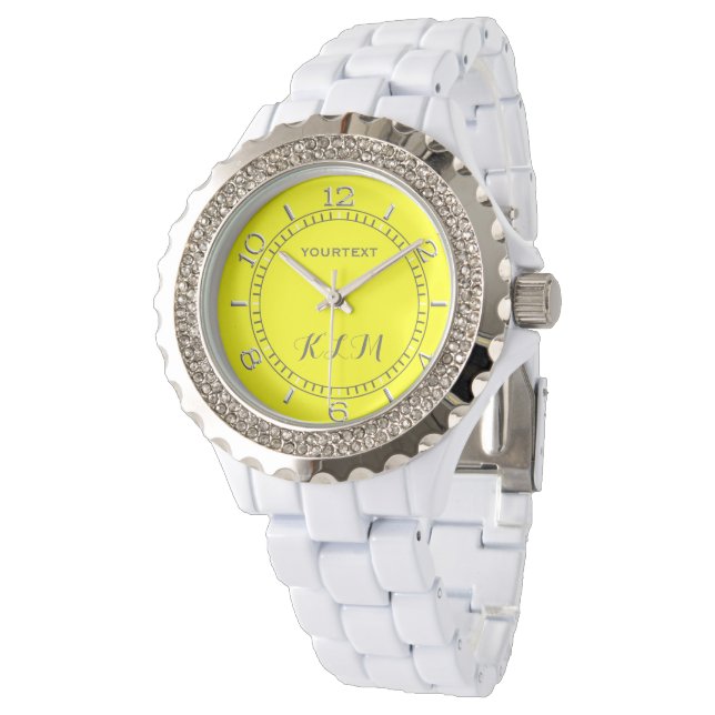 Klaar monogram voor Vibrant Yellow Fluo Delight Re Horloge (Gekanteld)