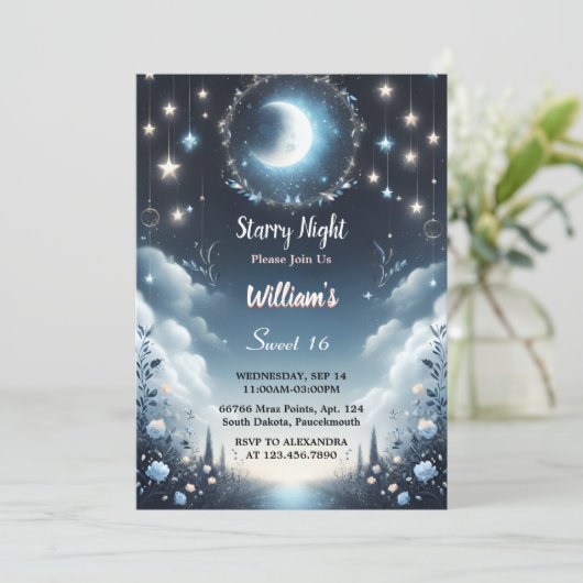 Klaar Natuur Galaxy Mystical Sterrennacht Sweet 16 Kaart (Staand voorkant)