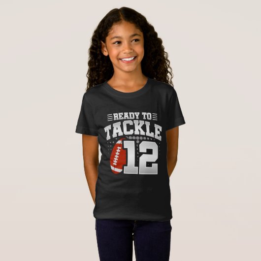 Klaar om 12 Football Party 12th Birthday aan te pa T-shirt (Voorkant volledig)