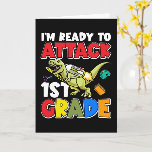 Klaar om 1st graad Dinosaur Eerste Dag van aan te  Kaart (Gele Bloem)