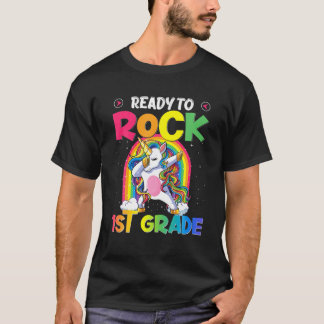Klaar om 1st grade Dabbing Unicorn terug te plaats T-shirt