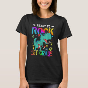 Klaar om 1st grade dinosaur boys terug te plaatsen t-shirt
