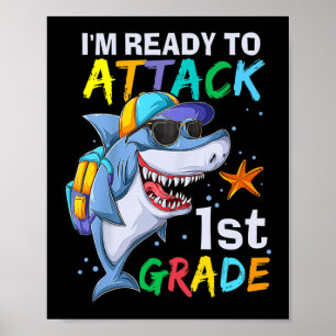 Klaar om 1st grade haai terug naar het Zee van de  Poster