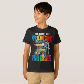 Klaar om 2e klas Monster Truck Dinosaur Boy te roc T-shirt (Voorkant volledig)