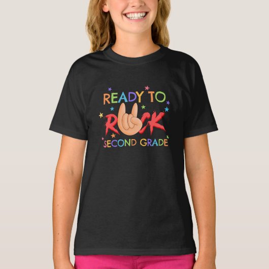 Klaar om 2e klas Rock Hand te rocken T-shirt (Voorkant)