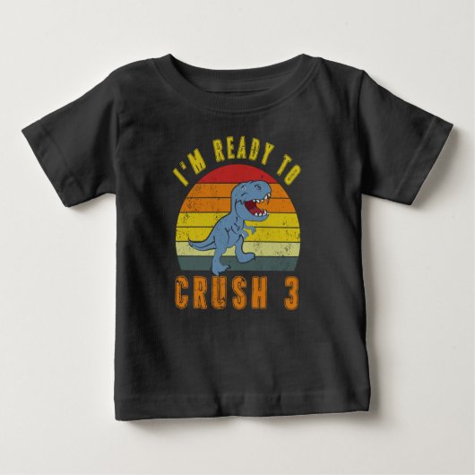 Klaar om 3 Dinosaurus Verjaardag Shirt Crush (Voorkant)