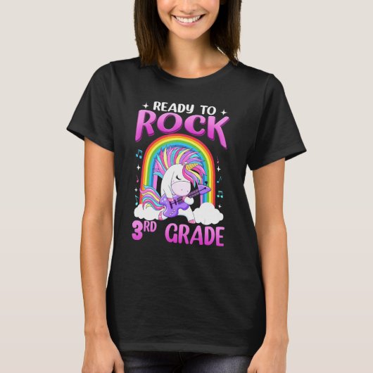Klaar om 3de graad 3de grade Unicorn terug T T-shirt (Voorkant)