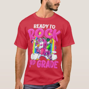 Klaar om 3e klas dobbending Unicorn terug te plaat T-shirt