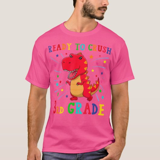 Klaar om 3e klas Shirt T Rex dinosaurus terug te v (Voorkant)