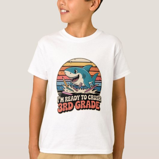 Klaar om 3rd Grade Retro Shark Splash te verplette T-shirt (Voorkant)