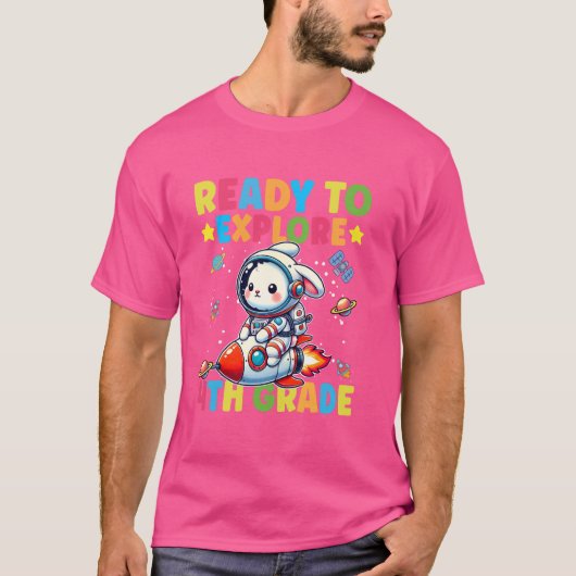 Klaar om 4e klas grappig konijn terug naar SC te v T-shirt (Voorkant)