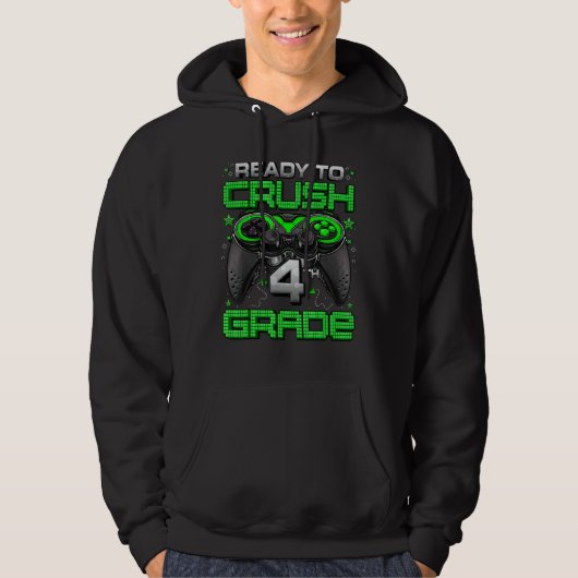 Klaar om 4e klas level ontgrendeld spel op 4T te v Hoodie (Voorkant)