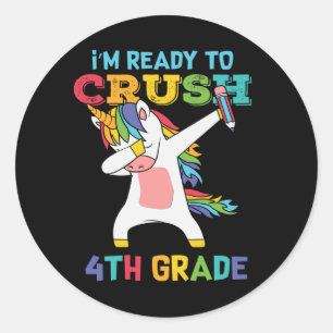 Klaar om 4e klas te verpletteren Eenhoorn Terug na Ronde Sticker
