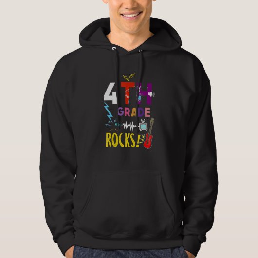 Klaar om 4e klas Vierde Leraar Kinder terug te roc Hoodie (Voorkant)