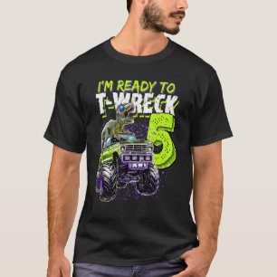 Klaar om 5 dinosaurus Monster Truck 5th Birthd te T-shirt