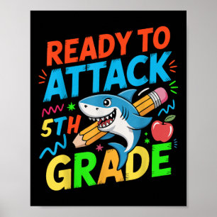 Klaar om 5e klas haai aan te vallen terug naar sch poster