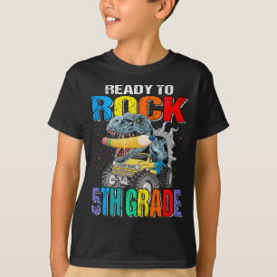 Klaar om 5e klas monstertruck dinosaurusjongen te t-shirt
