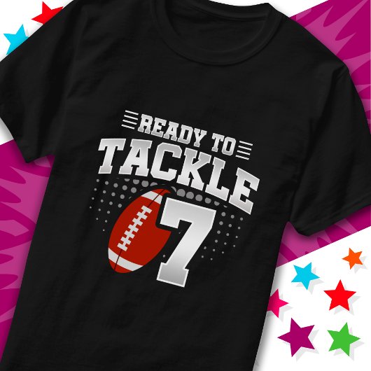 Klaar om 7 Football Party 7th Birthday aan te pakk T-shirt