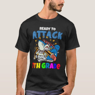 Klaar om 7th Grade Boys Shark terug aan te vallen T-shirt