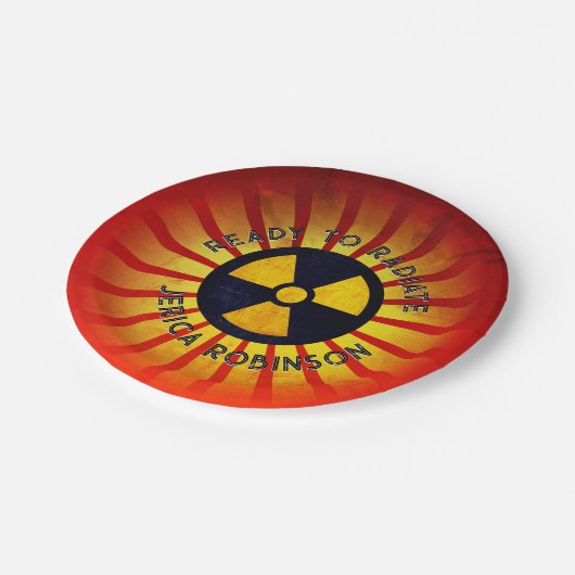 Klaar om Afstuderen te raditeren Papieren Bordje (Gekanteld)