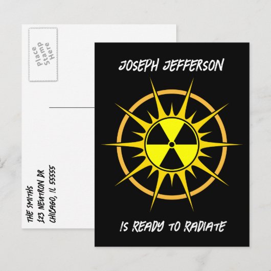 Klaar om Afstuderen te raditeren Uitnodiging Briefkaart (Voorkant / Achterkant)