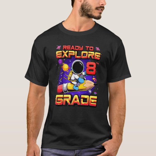 Klaar om Astronaut van de 8e graad terug naar Scho T-shirt (Voorkant)