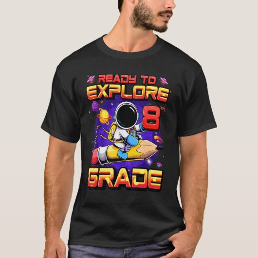 Klaar om Astronaut van de 8e graad terug naar Scho T-shirt (Voorkant)