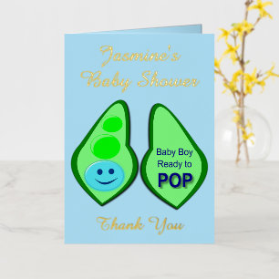 Klaar om Baby Boy Blue Pea Baby shower te Poppen Folie Wenskaart