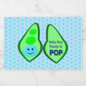 Klaar om Baby Boy Blue Pea Baby shower te Poppen Sparkling Wijnetiket (Enkel label)
