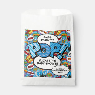 Klaar om baby shower blauw te barsten stripboek bedankzakje