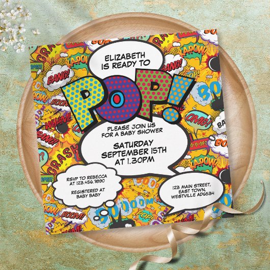 Klaar om Baby shower te Poppen Modern Comic Book Kaart