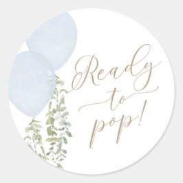 Klaar om Blauwe Ballon Tweeling Jongens Baby Showe Ronde Sticker