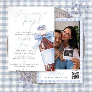 Klaar om Blauwe Frisdrankfles Baby Shower Foto te Kaart