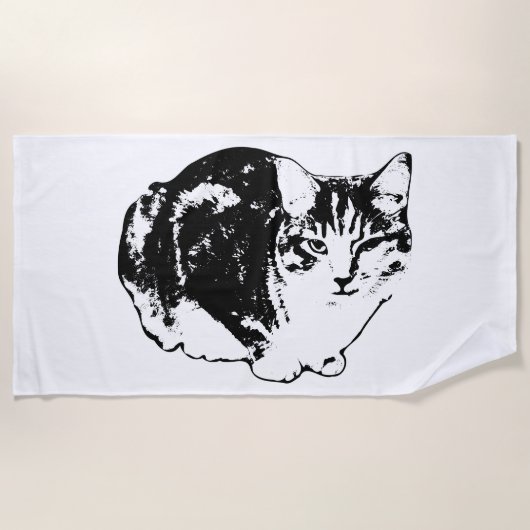 Klaar om Cat Ink Beach Handdoek te Pouncen (Voorkant)
