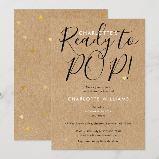 Klaar om Chic Script Rustieke Kraft Baby Shower ui Kaart (Voorkant / Achterkant)