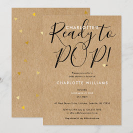 Klaar om Chic Script Rustieke Kraft Baby Shower ui Kaart