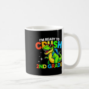 Klaar om de 2e klas dinosaurus eerste schooldag te koffiemok