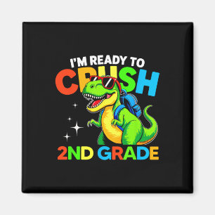 Klaar om de 2e klas dinosaurus eerste schooldag te magneet