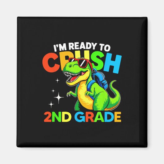 Klaar om de 2e klas dinosaurus eerste schooldag te magneet (Voorkant)
