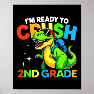 Klaar om de 2e klas dinosaurus eerste schooldag te poster