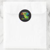 Klaar om de 2e klas dinosaurus eerste schooldag te ronde sticker (Tas)