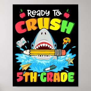 Klaar om de 5e graadhaai terug te brengen naar sch poster