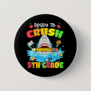 Klaar om de 5e graadhaai terug te brengen naar sch ronde button 5,7 cm