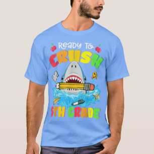 Klaar om de 5e klas haai terug naar school jongens t-shirt