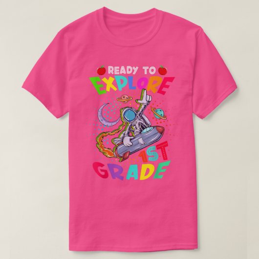 Klaar om de funny Astronaut van de eerste graad te T-shirt (Design voorkant)
