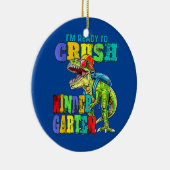 Klaar om de Kindergarten Dinosaur terug te brengen Keramisch Ornament (Rechts)