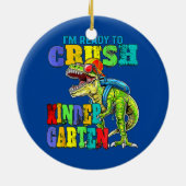 Klaar om de Kindergarten Dinosaur terug te brengen Keramisch Ornament (Achterkant)