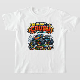 Klaar om de kleuter vrachtwagenmonster terug naar t-shirt