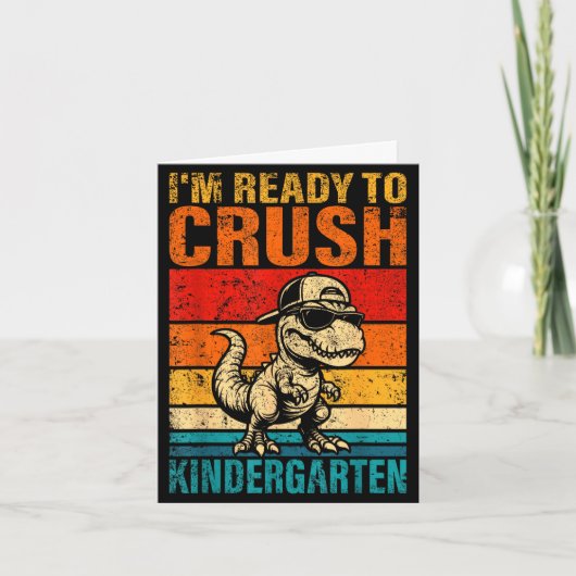 Klaar om de kleuterdinosaurius kleuterschool te ve kaart (Voorkant)